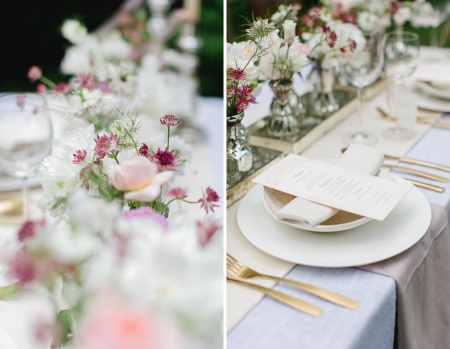 Zarte tischdeko und ein fruchtiger sweet table im vintage stil